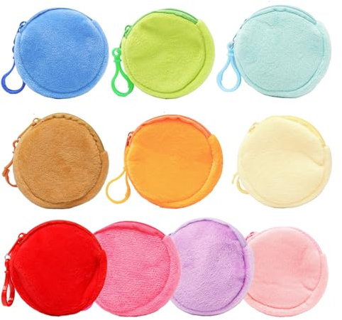 Sxutop 10 Pièces Porte Monnaie Joli Porte Monnaie Rond avec Fermeture Éclai Porte Monnaie en Peluche Mini Sac de Rangement pour Ranger des Pièces de Monnaie Clés Écouteurs et d'autres Petits Objets