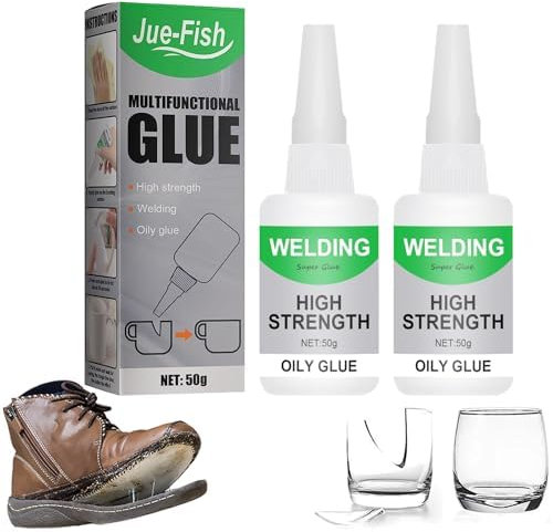 2024 New Oily Glue, Super Jue Fish Glue, Multi-Function Leak Sealing Welding Glue, Welding High Strength Oily Glue,Mighty Universal Glue,Strong Glue for Ceramic, Waterproof Glue for Plastic (50g-2pcs)