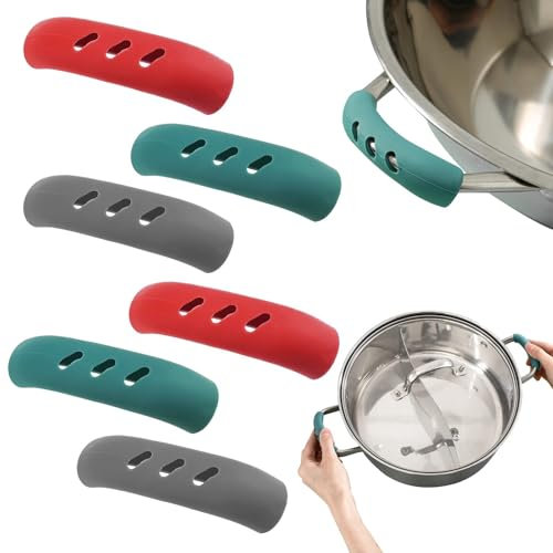 Silicone Handles for Pots and Pans Cast Iron Handle Covers Heat Resistant, Non-Slip Pot Handle Covers, for Frying Cast Iron Skillet Metal Pan 12 PCS