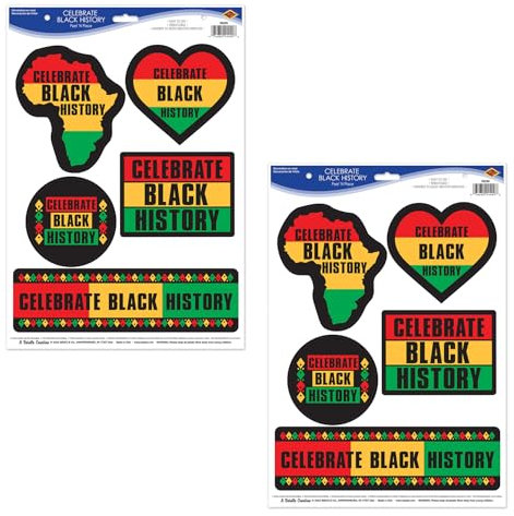 Beistle Celebrate Peel 'N Place Aufkleber, 10 Vinyl-Aufkleber in 5 Designs, perfekt für Black History Month Dekorationen, afrikanischer amerikanischer Stolz, 30,5 x 43,2 cm/Blatt, mehrfarbig