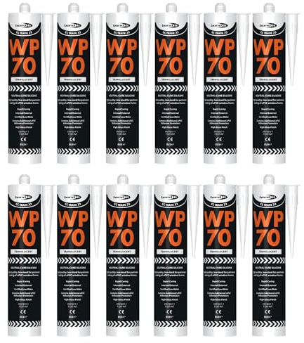 Bond It WP70 Neutral Cure Oxime Silicone Sealant – 12x Translucent, 285ml | Professional-Grade Silicone Sealant | High Gloss – Flexible – Weatherproof | Sealant for Home – Building & Professionals Use