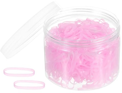 sourcing map 500 Pack Rubber Band Stretchable Rubber Elastic Bands Pink 20mm x 3mm Hair Cord for Home Office
