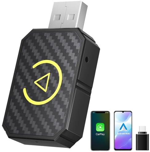 Binnan Android Auto Wireless Adapter,Mini Wireless Carplay Adapter 2-In-1,Carplay Wireless Stick Plug und Play,Drahtlose Box Geeignet für Autos mit Android Auto und Carplay Ausgestattet