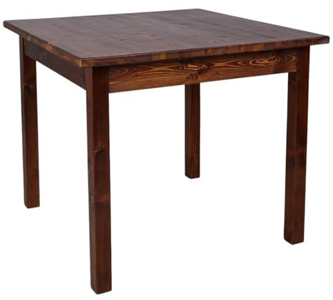 Feststehender Tisch aus massivem Fichtenholz – rustikaler Landhausstil – für Küche, Esszimmer oder Gastronomie – 100 % Made in Italy (Nussbaum; 80 x 80 cm) (Walnuss, 80 x 80 cm)