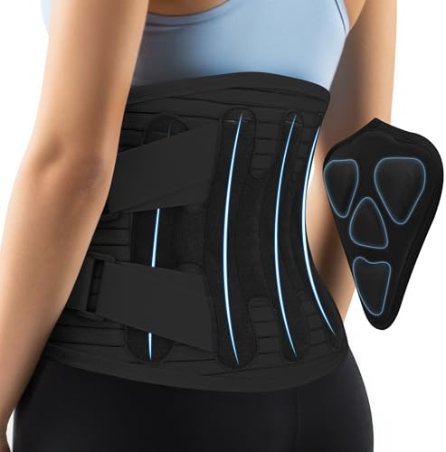COTOM Rückenstützgürtel Rückenbandage Mit Metallstütze und 3D Lendenpolster Herren und Damen Atmungsaktive Rückengurt Linderung von Rückenschmerzen（M）