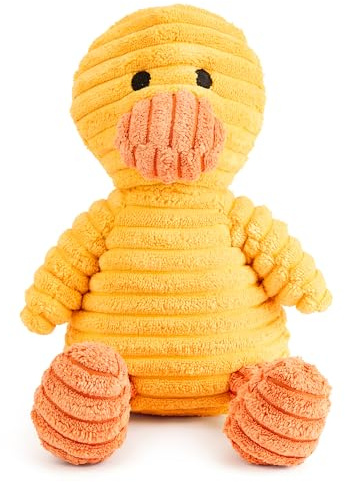 Zappi Co Yellow Duck Plush Dog Toy with Squeaker – Soft, durable, ribbed design for play, perfect for small and medium dogs. Ideal for interactive play and enjoyment.