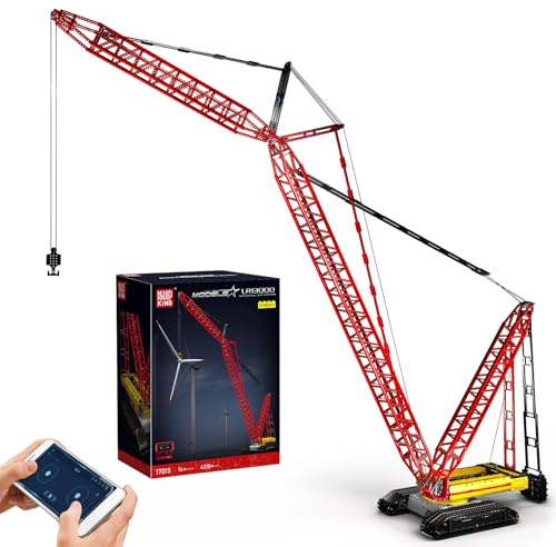 Mould King 17015 Tecnología Grúa Bloques de Abrazadera, 4318 Piezas Control Remoto Grúa Juguete con 6 Motores, Realista Pesado Grúa de oruga Maqueta para Adultos