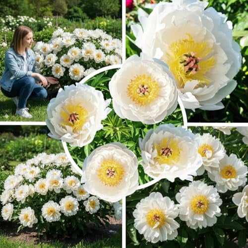 FLORIUM Itoh Pfingstrose White Magic – 1 Wurzel, Winterhart | Itoh-Päonie aus Holland, mehrjährige Staude, für Garten und Topf, weiße Blüten