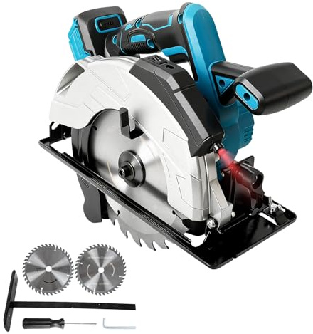 Scie circulaire sans balais compatible avec batterie Makita 18V 5000 tr/min 850W coupe en biseau 0-45°, scie circulaire sans fil avec éclairage LED (sans batterie)