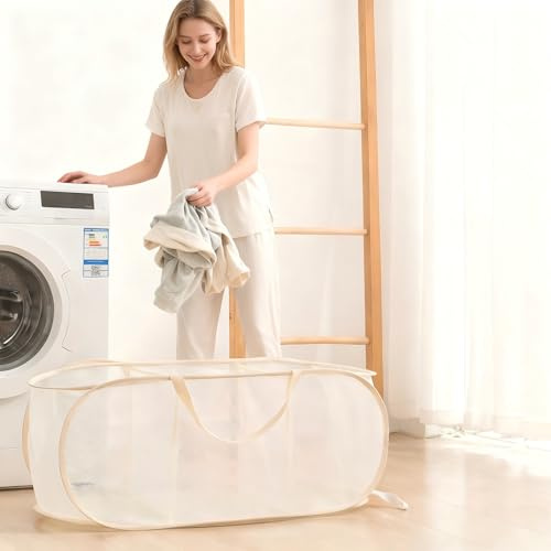 Pop Up Wäschekorb Faltbarer 90L Wäschetonne mit Griff Aufbewahrungskorb für Kinderzimmer, Camping und Reisen