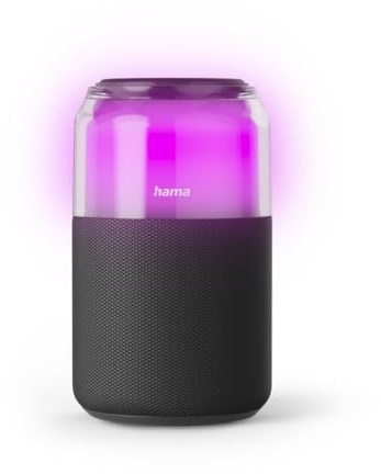 Hama Can Speaker Bluetooth Lautsprecher, tragbar, 4 LED-Licht-Modi, 5W, kabellos, kompakt, langlebig, Schwarz