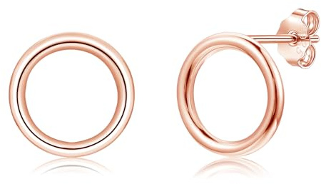 Estrellique Ohrstecker Silber 925, Hypoallergen 925 Sterling Silber | Flache Plättchen Kreis Ohrstecker für Damen Mädchen, Unisex Ziemliche 6mm/10mm Knorpel Schlafen Ohrringe Stecker Damenschmuck