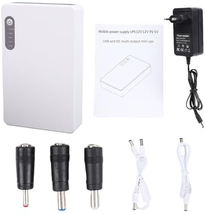 Odorkle 8000 MAh USV-Powerbank mit 2 Gleichstromkabeln, 3 Adaptern, Intelligente Anzeige für Router, Modem, Überwachungskamera, Tragbares Ladegerät (EU-Stecker)
