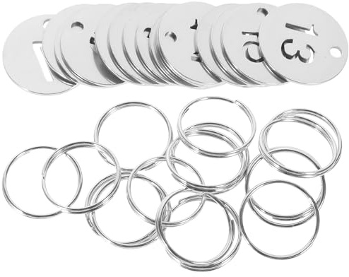 HONMEET 15 Stück Edelstahl Nummernschilder mit Ringen Wasserfeste Schlüsselanhänger zur Kennzeichnung von Türen Schlüsseln und Spinden Kompakte Nummern 1 15 für Büro und Haushalt