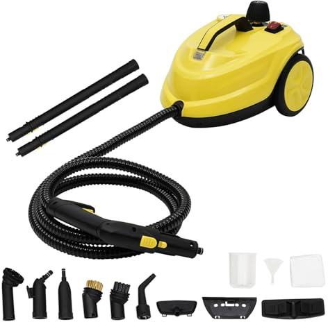 TONFEION Dampfreiniger 2000W, Dampfdruck 5 bar, 1.8L Tank, Tragbarer Dampfreiniger Handgerät mit Bodenreinigungsset, Düsen, 360° Bürste, Aufheizzeit 8 min, 18 Zubehörteile | für Küche, Boden & Fenster