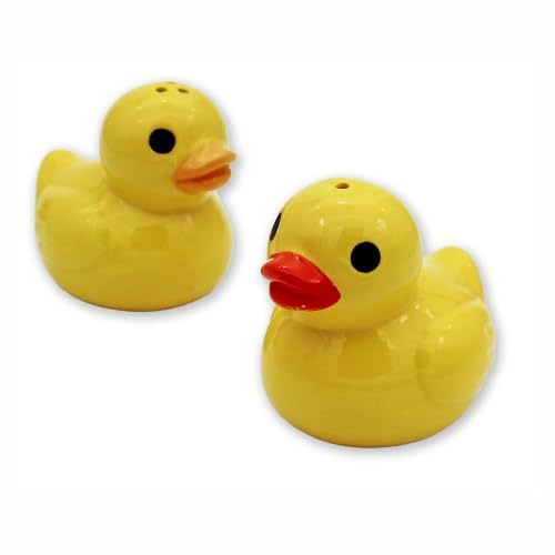 Winkee Salz und Pfefferstreuer Set Quietscheenten aus Keramik | Gewürzspender im Tierdesign, süße Küchendeko für Esstisch und Küche, Geschenk zu Geburtstag und Einweihung