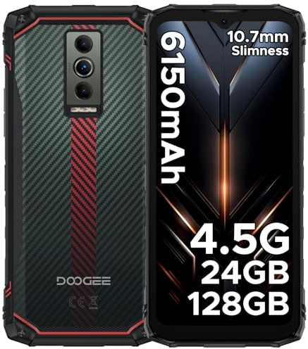 DOOGEERugged BLADE10 Energy Rugged Smartphone 4.5G, 24GB+128GB(TF 2TB), 6.56 HD+90Hz Telefono Indistruttibile Android 15, 6150mAh Batteria, Octa Core, 16MP+8MP, Widevine L1/IP68/GPS/Face ID/NFC