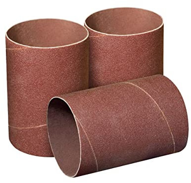 POWERTEC 11215 Lot de 3 manchons de ponçage de 11,4 cm pour ponceuse à broche | Grain 120 | Papier abrasif en oxyde d'aluminium de 7,6 cm de diamètre