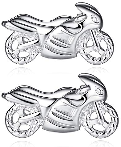 HONEY BEAR Herren Manschettenknöpfe Hochzeit Cufflink Silber Motorrad Edelstahl 1 Paar,MEHRWEG