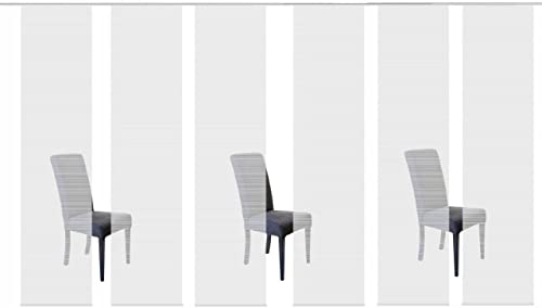 VISION S 96401 | 6er-Set Schiebegardine ROM | halb-transparenter Stoff in Bambus-Optik | 6X 260x60 cm | Farbe:, Farbe:grau