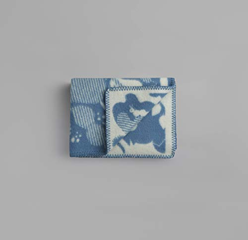 RØROS TWEED - Skogbunn - Kleine Wolldecke für Kinder/Babys aus norwegischer Lammwolle - Design von Darling Clementine (1152-B - Blue/Natural Baby, 67 x 100 cm)
