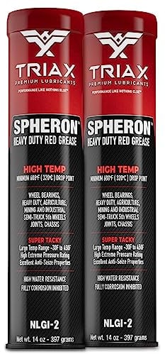TRIAX Spheron Grasso Rosso, Super Heavy Duty, Temp. Molto Alta fino a 204°C, Ultra Adesivo, Pressione Estrema, Super-Resistente all'Acqua; per Quinta Ruota, Giunti, Perni, Cuscinetti Ruota e Telaio.
