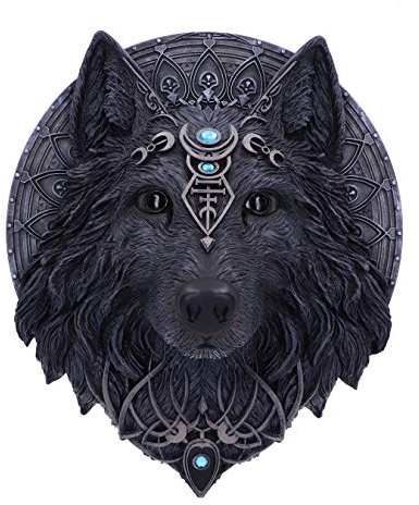 Nemesis Now Dark Gothic Magischer Wolf Mond Wandbehang Plaque, Schwarz, Einheitsgröße