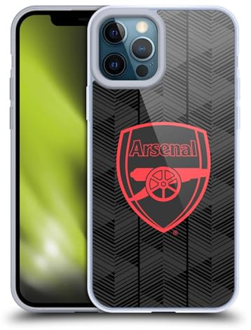 Head Case Designs Officially Licensed Arsenal FC Black Crest and Gunners Logo Gel Case [Military Grade Protection] Compatible With Apple iPhone 12 Pro Max