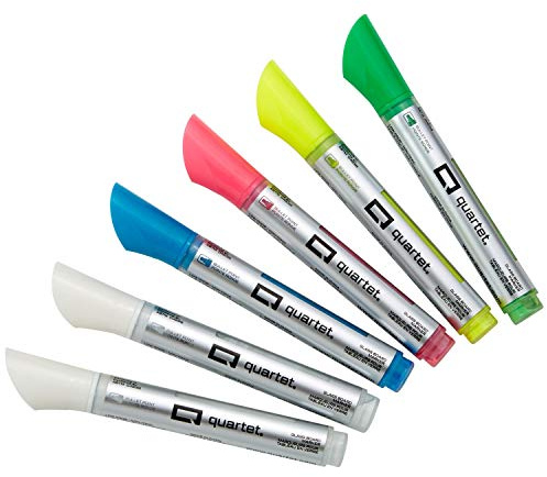 Quartet Dry Erase Markers, Glass Whiteboard Markers, Bullet Tip, Assorted Neon Colors, 6 Pack (79559Q)