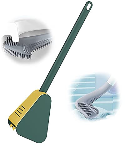 Long-handled Toilet Brush, Golf Silicone Toilet Brush, Curved Toilet Brush For Under Rim, No Dead-end Wall-mounted Long-handled Cleaning Brush With Anti-leakage Base (green)