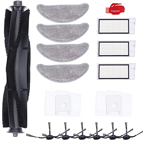 DingGreat Kit de Accesorios para ROIDMI Eve Plus Robot Aspirador, Incluye 1 Cepillo Principal, 3 Filtros Hepa, 6 Cepillo Lateral, 4 Trapos de Fregona, 2 Bolsas de Polvo, 1Cepillo de Limpieza