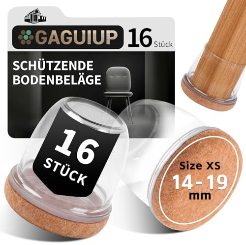 GAGUIUP Chaise Casquettes Protégez Transparent 14-19mm, 16 Pièces Silicone Table Chaise Protecteurs Pieds, 0.75 épaissis Embout de Chaise avec Coussinets en Feutre, Protéger Le Sol du Grattage