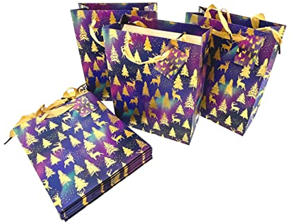 hausleben Geschenktüten Geschenkverpackungen 12er Packung verschiedene Größen und Designs (M (18 x 8 x 23), Aurora Polaris)