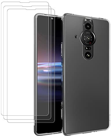 Weideworld Coque Sony Xperia Pro-I + [3 Pack] Verre trempé, Souple TPU Silicone Protection Case Cover pour Sony Xperia Pro-I, Transparent