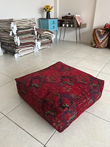 Kelim Muster Stoff Bodenkissen Pouf Sitzkissen Orient Ottoman Fußhocker Sitzhocker Ethnisch (50 x 50 x 20 cm)