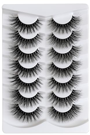 3D Falsche Wimpern Cat-Eye Kurze Natürlich Look Wispy Faux Mink spiky lashes,Cross Flauschig Weiche Wiederverwendbare Nerzwimpern-Happy Heartbeat (No.367)