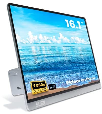 ÉKLEER 16 Portable Type C USB Monitor, 2 way 65W Charging, 1920 * 1080 Full HD IPS Screen, DeX, video & laptop Charging via single supplied cable