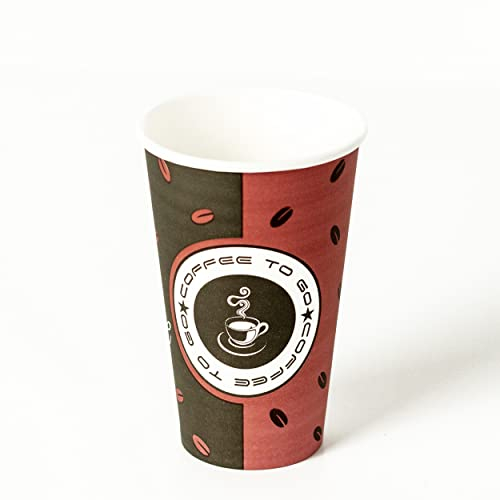 Commerline 1000 Stück 16oz Ø90mm 480ml Kaffeebecher to go Einweg | Pappbecher Cups Coffee to Go Becher | Kaffee to+go Papierbecher Hartpapier Einwegbecher | Becher für Kafee/Tee