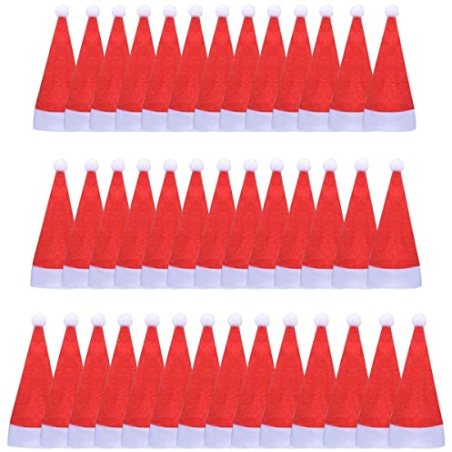 ZOOMPIL 40 Stücke Mini Weihnachtsmütze, Kleine Nikolausmützen für Tischdeko, Weihnachtsmann Besteckbeute, Weihnachten Besteckhalter fr Eier Sigkeit Flaschen Deko
