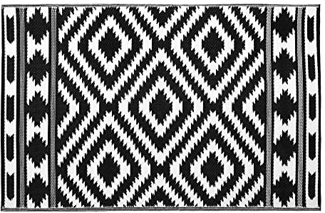JVL Lightweight Reversible Plastic Woven Outdoor Rug, 120x170cm, Aztec