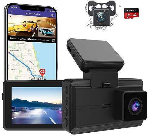 Bebinca Dash cam Auto 4k vorno hinten mit WiFi,GPS,APP,WDR Nachtsicht,170°Weitwinkel, G-Sensor, Parkmonitor,Schleifenaufzeichnung,Notsperre,Bewegungsmelder, Scheinwerferwarnung(Dual)