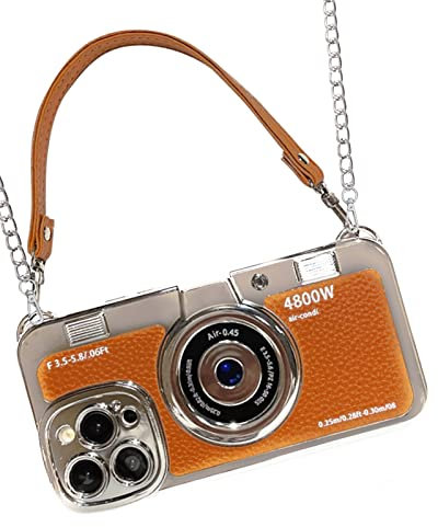 UnnFiko Emily in Paris Handyhüllen iPhone 13,3D Vintage Kamera lustige kreative hülle mit abnehmbarem Kette,Schutzhülle zum Umhängen