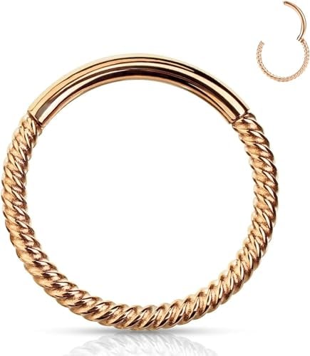 YEBOCIYO Knorpel Ohrring Helix Piercing Ring Roségold Nase Ring 8mm Septum Daith Tragus Piercing 316L Chirurgenstahl Rook Piercing Lip Eyeborw Piercing Nippelpiercing 16G