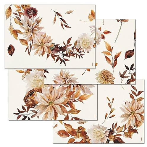 Papiertischset Autumn Leaves, Herbst, 1 Abreissblock mit 48 Blatt (4 Sujets à 12 Blatt), L42xB29.7xH0.8cm