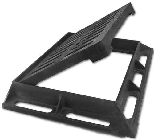 DUUMUUT Cast Iron Drain Grate and Frame, Clear Opening 280 x 180 mm | B125 Heavy-Duty Outdoor Trench Drainage, Black Metal Sewer Cover for Garage, Yard and Surface Water Control, Rectangle