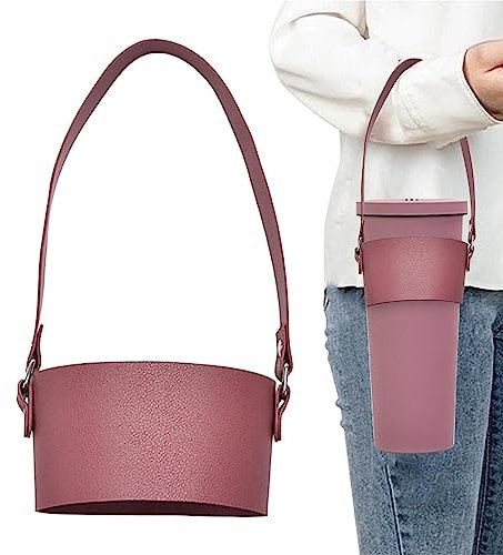 Leather Cup Case | Travel Cup Holder with Handle,PU Leather Drink Holder, Travel Cup Holder for Coffee, Bubble Tea, Water Cup Jildouf