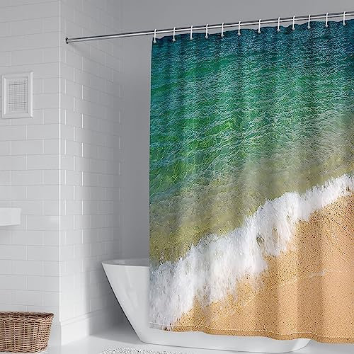 Beydodo Rideau Salle de Bain 180x180, Rideaux de Douche Polyester Anti Moisissure Rideau de Douche Motif Mer et Plage