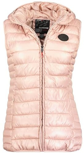 Geographical Norway Annecy Vest Hood Lady - Gilet Femme Chaude Matelassee Sans Manche-Automne Hiver Printemps Ete - Veste Manteau Chaud - Doudounes Manches Courtes Blouson (Vieux Rose XL)