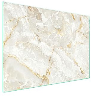 TMK ArtDeko Herdabdeckplatte 70x52 cm 1-teilig Ceranfeldabdeckung Induktion Herdschutz Spritzschutz Glasplatte Deko Schneidebrett, Marmor
