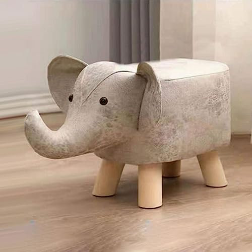 YLSZHY Banc D'éléphant de Repose-Pieds d'animal, Poufs en Forme d'animal Mignon, Tabouret ou Décor de Chaussures de Banc en Bois Massif Léger et Robuste, Chambre à Coucher, Salons(Gris Blanc)